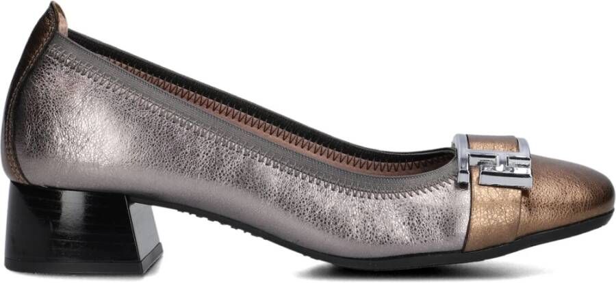 Hispanitas Zilveren Leren Ballerina Schoenen Gray Dames