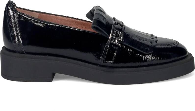 Hispanitas Zwarte leren mocassin met franjedetail Black Dames