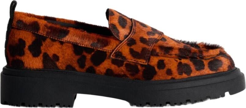 Hoff Dierenprint Oranje Mocassin Schoenen Brown Dames