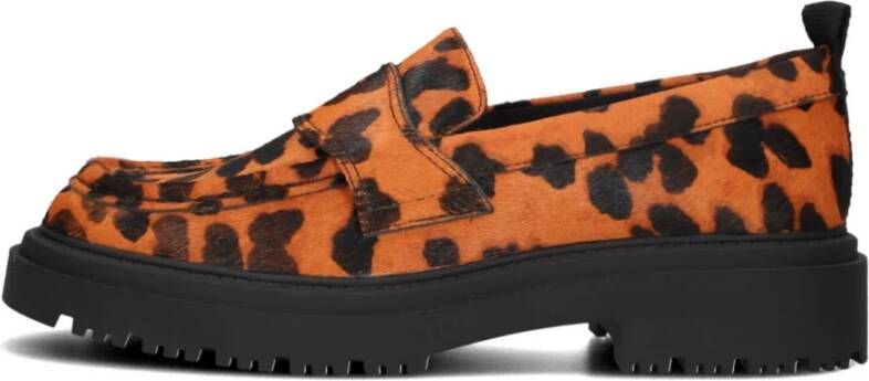 Hoff Oranje Luipaardprint Loafers Orange Dames