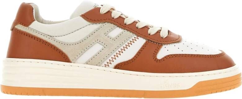 Hogan Sneakers van glad leer met suède inzetstukken Brown Dames