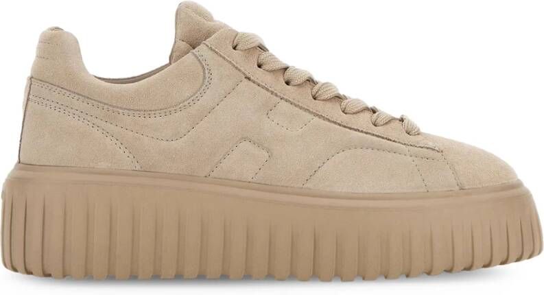 Hogan Beige H-Stripes Suède Sneakers Beige Dames