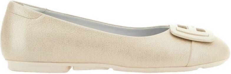 Hogan Beige Leren Ballerina White Dames