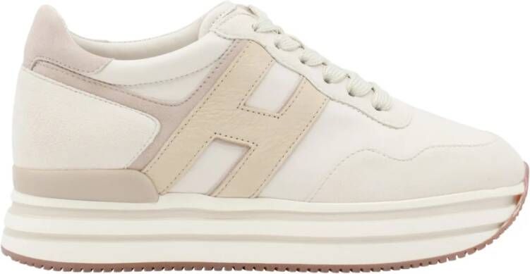 Hogan Beige Leren Midi Platform Sneakers Beige Dames