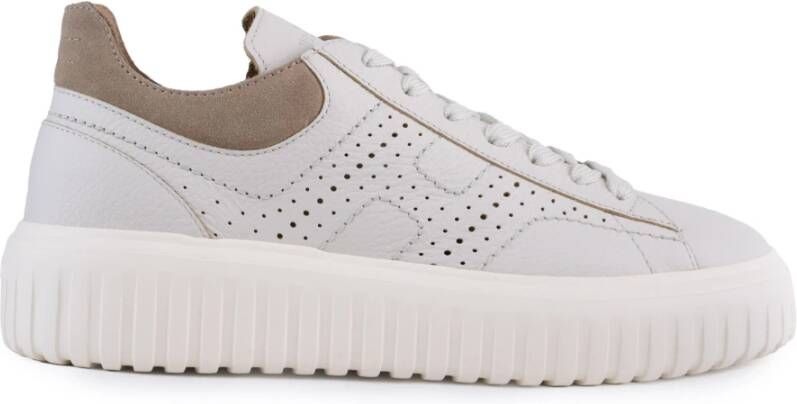 Hogan Beige Leren Sneakers met Geperforeerde Details Beige Heren