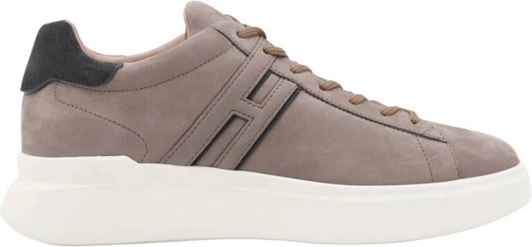 Hogan Beige Leren Sneakers met Logo Detail Beige Heren