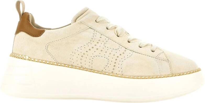 Hogan Beige Leren Sneakers met Metallic Details Beige Dames