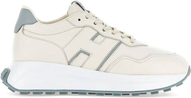 Hogan Witte Leren Sneakers met Bovenste Veters White Dames