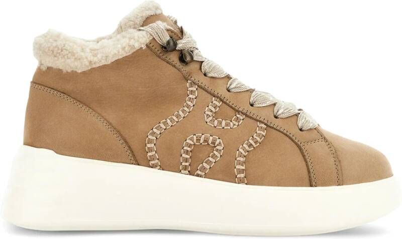 Hogan Beige Mid-Top Winter Sneakers met Uniek H-Detail Beige Dames