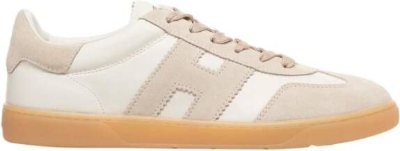 Hogan Beige Sneakers met Contrasterende Hiel Beige Dames