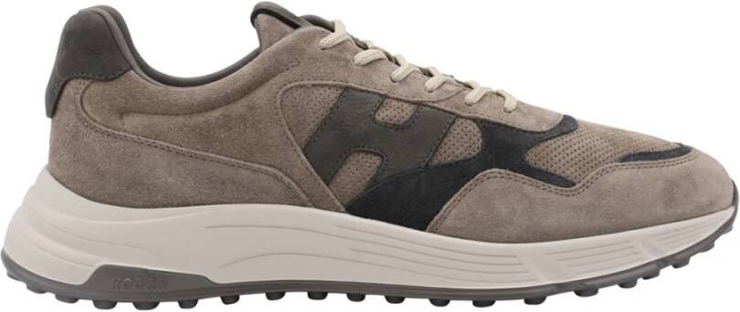 Hogan Beige Sneakers met Logo Detail Brown Heren