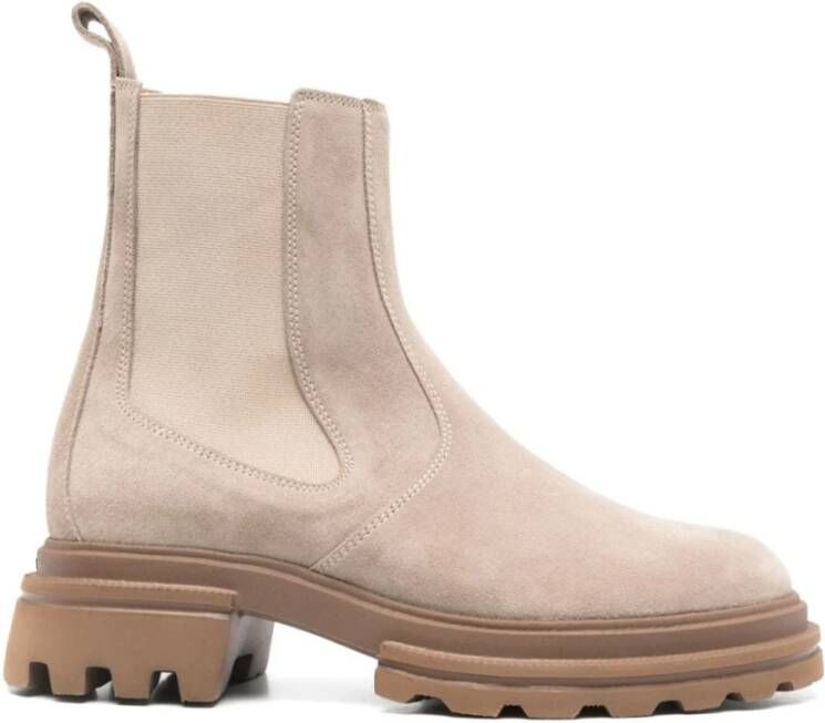 Hogan Beige Suède Chelsea Enkellaarzen Vrouwen Beige Dames