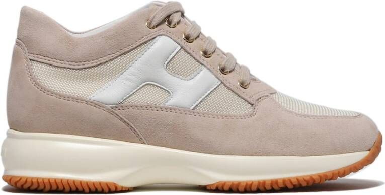 Hogan Beige Suède en Stoffen Interactieve Sneaker Dames Beige Dames