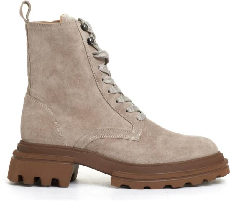 Hogan Beige Suède Enkellaarzen Beige Dames