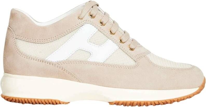 Hogan Beige Suede Interactieve Sneakers Beige Dames