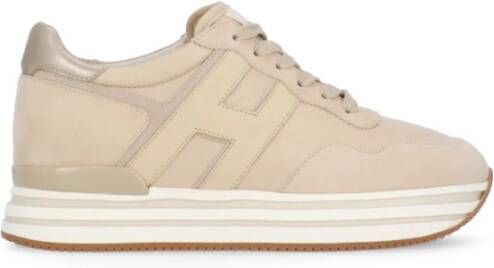 Hogan Beige Suède Leren Sneakers Ronde Neus Beige Dames