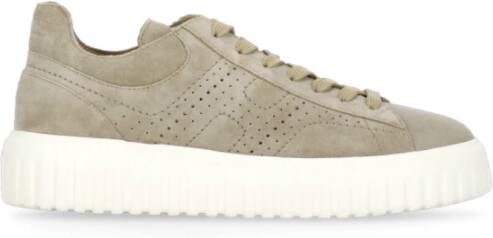 Hogan Beige Suède Leren Sneakers Ronde Neus Beige Heren