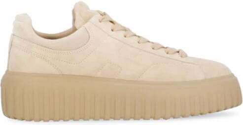 Hogan Beige Suède Leren Sneakers voor Vrouw Beige Dames