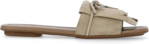 Hogan Beige Suède Sandalen met Franjes Beige Dames