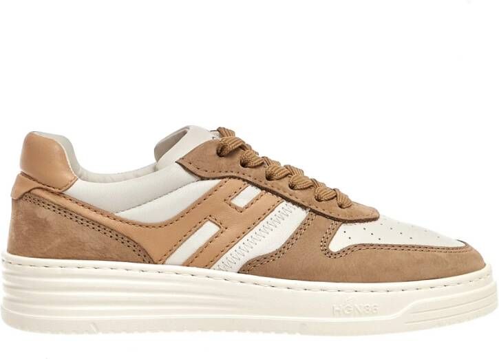 Hogan Beige Suède Sneakers met H Logo Beige Dames