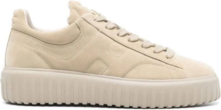 Hogan Beige Suède Sneakers met Ronde Neus Beige Heren