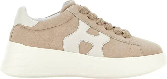 Hogan Beige suède sneakers met witte leren details Beige Dames