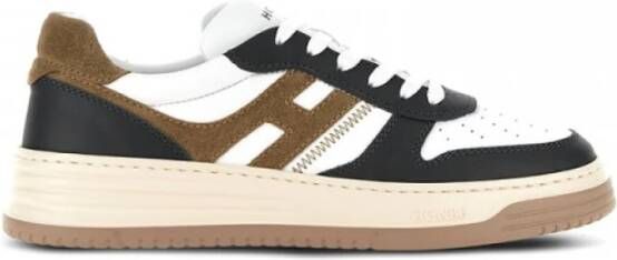 Hogan Bicolor leren sneakers met geheugenschuim Brown Heren