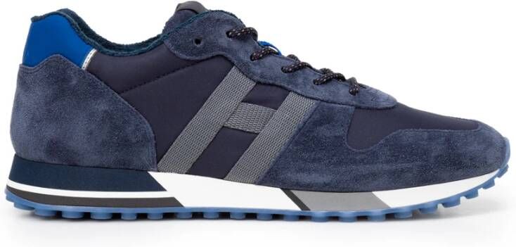 Hogan Suède herensneakers met grosgrain en technische stofdetails Blauw Heren