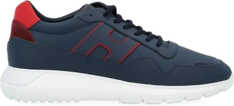 Hogan Blauw en Rood Interactieve Leren Sneaker Blue Heren