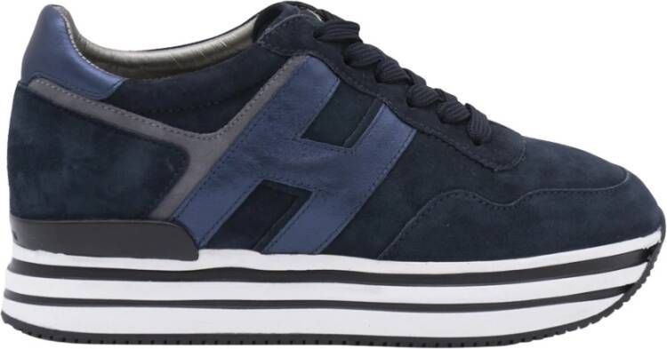 Hogan Blauw Wit Suède Midi Sneakers Black Dames