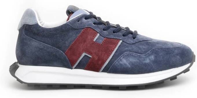 Hogan Blauwe en Bordeaux Suede Sneakers Blue Heren