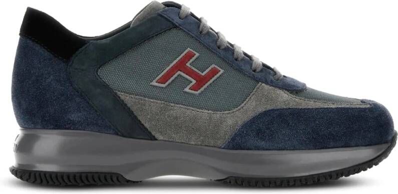 Hogan Blauwe Interactieve Sneakers Suède Stof Details Blue Heren