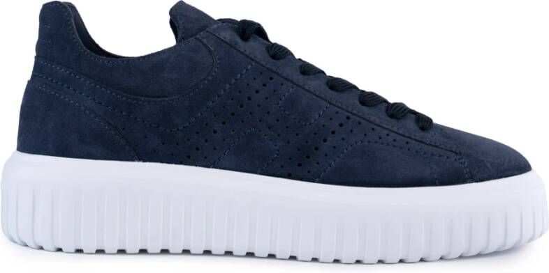 Hogan Blauwe Leren Sneakers Met Geperforeerde Details Blue Heren