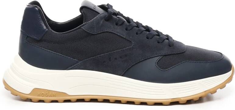 Hogan Blauwe Leren Sneakers met Geweven Inzetstukken Blue Heren