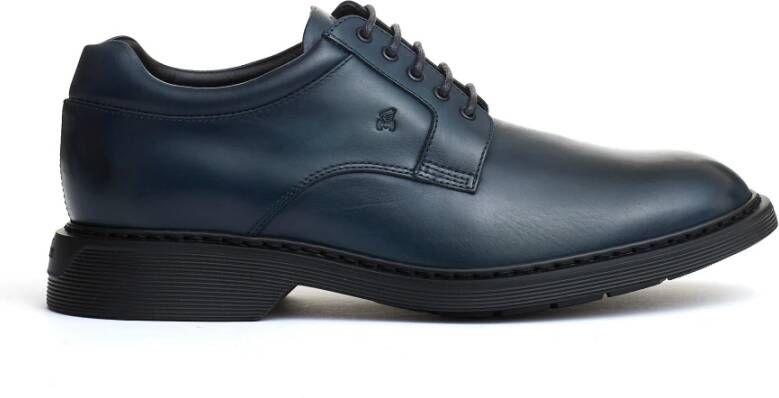 Hogan Blauwe Leren Veterschoenen Blue Heren