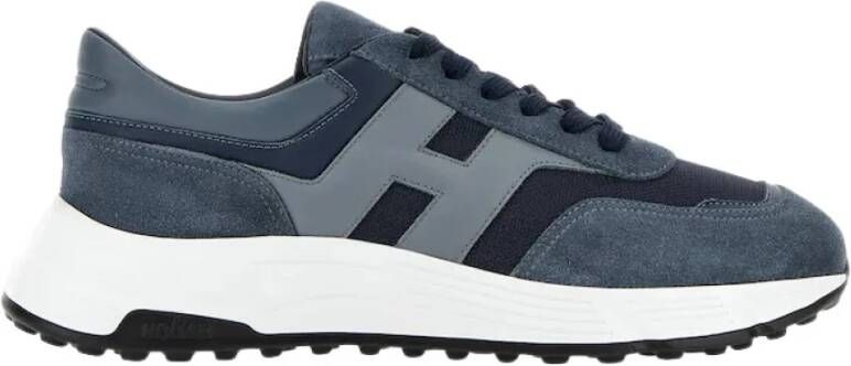 Hogan Blauwe Sneakers met Mesh en Leren Details Blue Heren