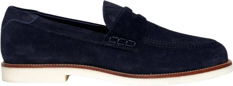 Hogan Blauwe Suède Loafer Schoenen Black Heren