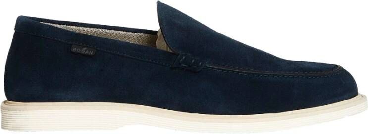 Hogan Blauwe Suède Loafer Schoenen Blue Heren