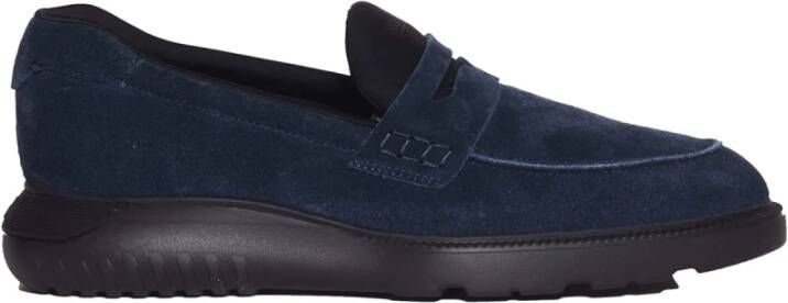 Hogan Blauwe Suède Loafer Schoenen Blue Heren