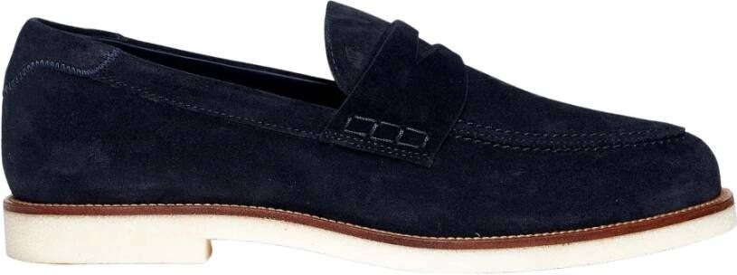 Hogan Blauwe Suède Loafers Blue Heren