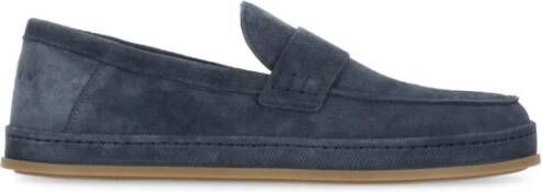 Hogan Blauwe Suède Loafers Ronde Neus Blue Heren