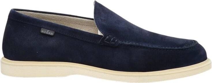 Hogan Blauwe Suède Mocassin met Memory Foam Blue Heren