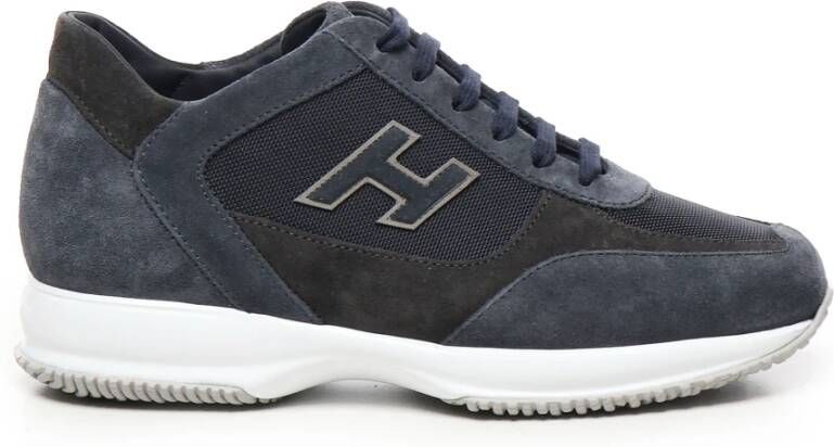 Hogan Blauwe Suède Sneakers met Geweven Inzetstukken Blue Heren