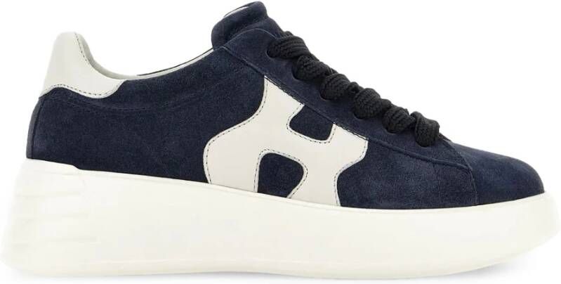 Hogan Blauwe Suède Sneakers met Golvende Side H Blauw Dames