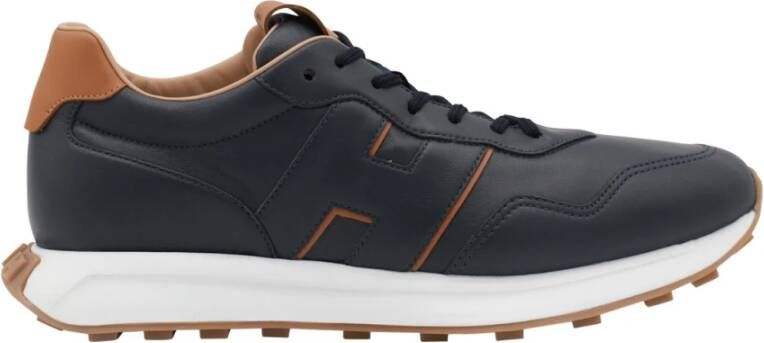 Hogan Blauwe Suède Sneakers met Leren Details Black Heren