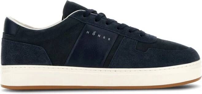 Hogan Blauwe Suède Sneakers met Logo Patch Blue Heren