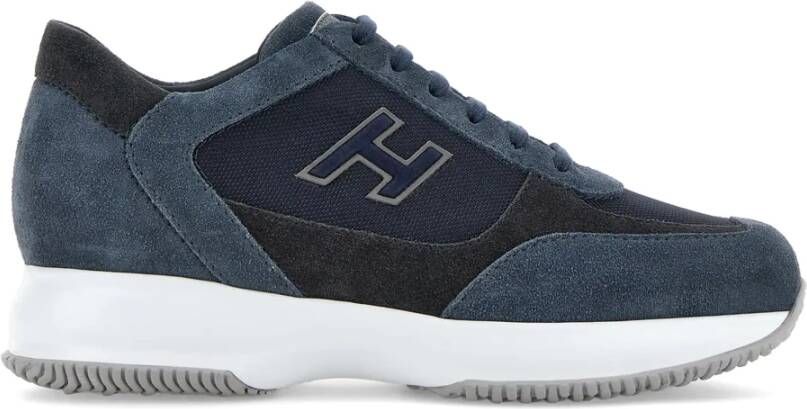 Hogan Blauwe Suède Sneakers met Textuur Inzetstukken Blue Heren