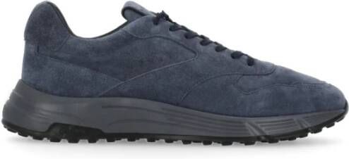 Hogan Blauwe Suède Sneakers Ronde Neus Blue Heren