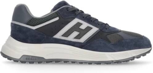 Hogan Blauwe Suède Sneakers Ronde Neus Blue Heren