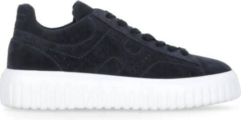 Hogan Blauwe Suède Sneakers Ronde Neus Blue Heren